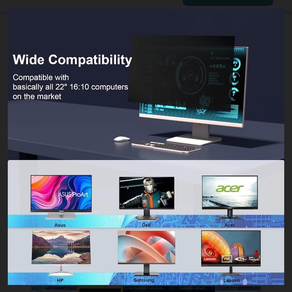 22” privacy filter 22"
16:10 Aspect Ratio computer desktop monitor screen - Picture 8 of 10